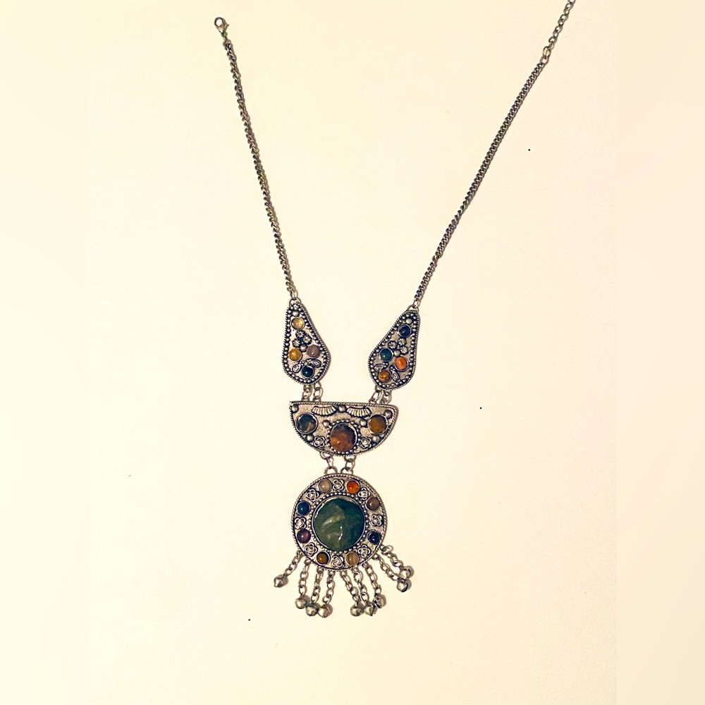 Crystal Stone necklace with Bells